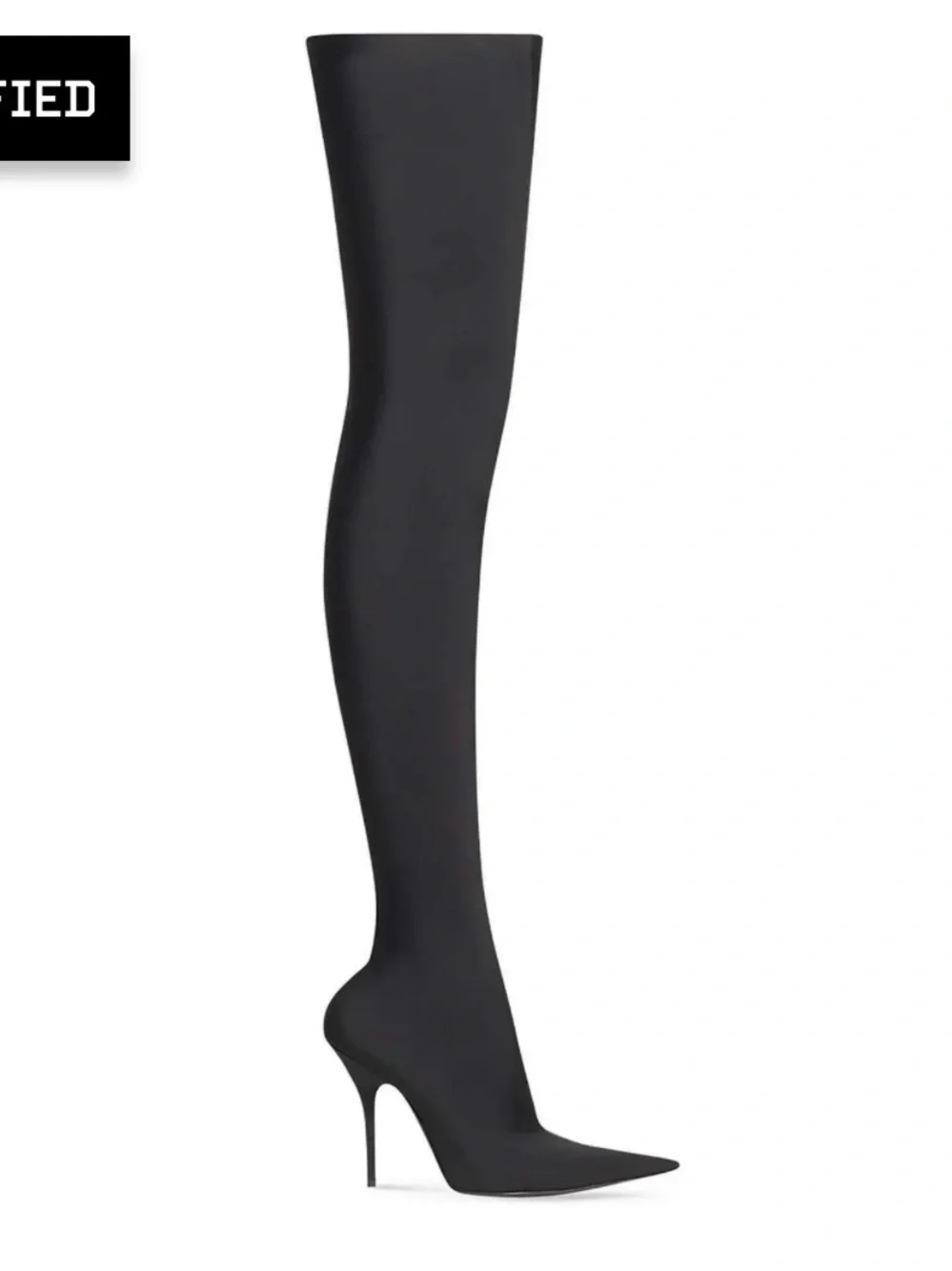Balenciaga Black Stretch Over-The-Knee Pointed Stiletto Boots